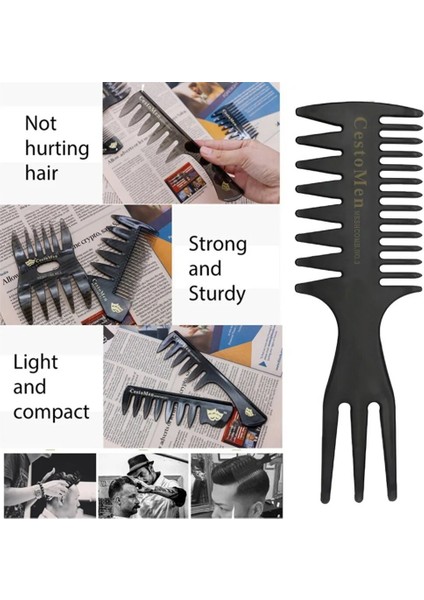 No.4 Tarzı Yeni Geniş Dişler Dayanıklı Saç Fırçası Çatal Tarak Erkekler Sakal Kuaförlük Fırça Berbershop Şekillendirici Aracı Salon Kullanım Malzemeleri (Yurt Dışından)