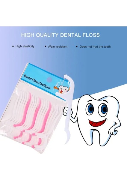 Fildişi Tarzı Tek Kullanımlık Diş Ipi Temizleme Diş Çubuğu 7.5cm Flok Diş Arası Fırça Flosser Diş Temizleme Ağız Hijyeni (Yurt Dışından)