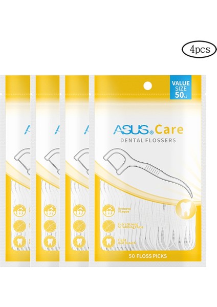 High Tensile Dental Floss Stick Portable Dental Care Flossing Tooth Gap Cleaner Toothpick 4 Bag Floks For Kids (Yurt Dışından)