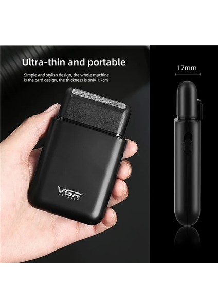 Siyah Stil Ultra-Ince Mini Erkek Elektrikli Tıraş Makinesi Sakal Düzeltici Akülü Şarj Edilebilir Saç Kesimi Tıraş Makinesi Bıçağı Su Geçirmez Jilet 50 (Yurt Dışından)