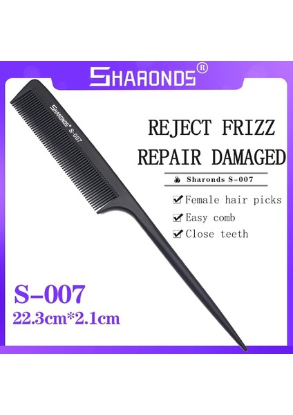 No.7 Tarzı Berber Kuaförlük Ucu Tarak Anti-Statik Siyah Ucu Tarak Saç Kesimi Şekillendirici Tarak Kıvırcık Saç Ev Seçim Tarak (Yurt Dışından)