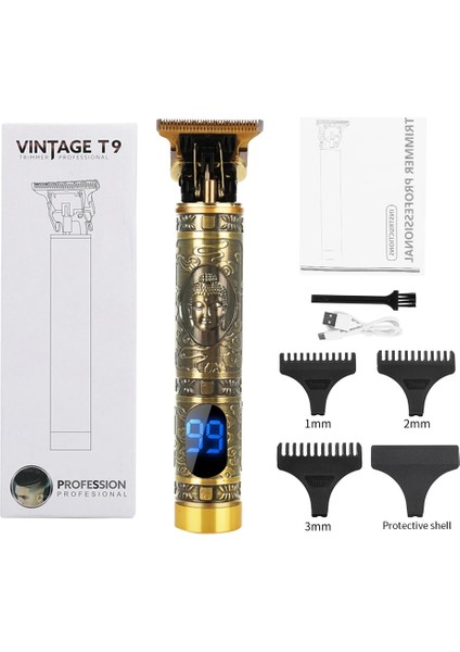 Tıraş Makinesi Stilini Ayarla Elektrikli Saç Kesme Makinesi Adam LCD 0mm Tıraş Makinesi Erkekler Için Düzeltici Kuaför Profesyonel Sakal T9 USB Şarj Edilebilir Saç Kesme Makinesi (Yurt Dışından)