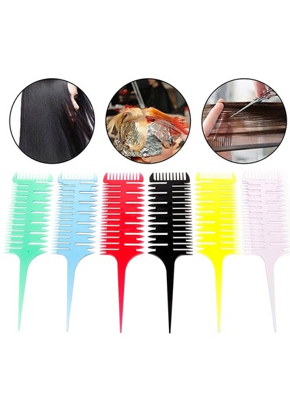 Bk-A Stili 6 Renk Profesyonel Kullanımı Kolay Örgü Dokuma Tarak Saç Boyası Şekillendirici Aracı Salon Saç Boyama Tarak 3 Yönlü Kesit Vurgu Tarak (Yurt Dışından)