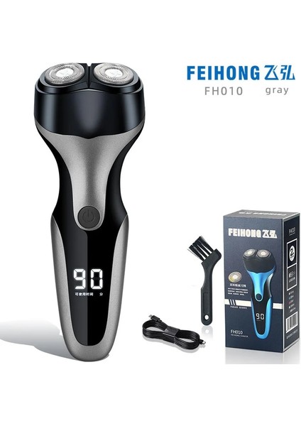 Gri Stil Erkekler Için LCD Ekranlı Elektrikli Tıraş Makinesi USB Şarjlı Sakal Düzeltici Erkekler Için Tıraş Erkek Tıraş Makinesi Düzeltici (Yurt Dışından)