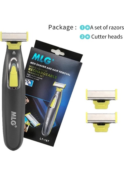 Paket 2 Tarzı Sıcak Değiştirilebilir Elektrikli Jilet USB Şarj Edilebilir Erkek Tıraş Taşınabilir Düzeltici Tıraş Makinesi Su Geçirmez Yıkanabilir Sakal (Yurt Dışından)