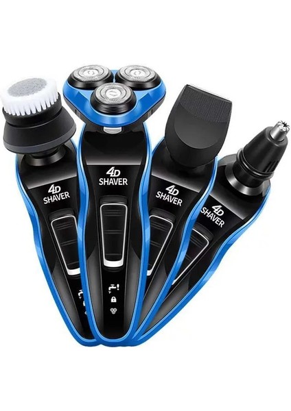 4'ü 1 Arada Stil Kondoon Elektrikli Tıraş Makineleri Tıraş Makinesi Sakal Jilet 4d 3 Bıçaklı Burun Saç Düzeltici Makası Erkek Yüzü Için Şarj Edilebilir (Yurt Dışından)