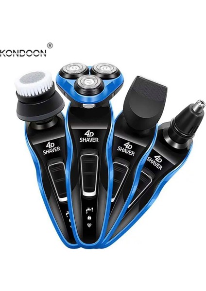 4'ü 1 Arada Stil Kondoon Elektrikli Tıraş Makineleri Tıraş Makinesi Sakal Jilet 4d 3 Bıçaklı Burun Saç Düzeltici Makası Erkek Yüzü Için Şarj Edilebilir (Yurt Dışından) fiyatları