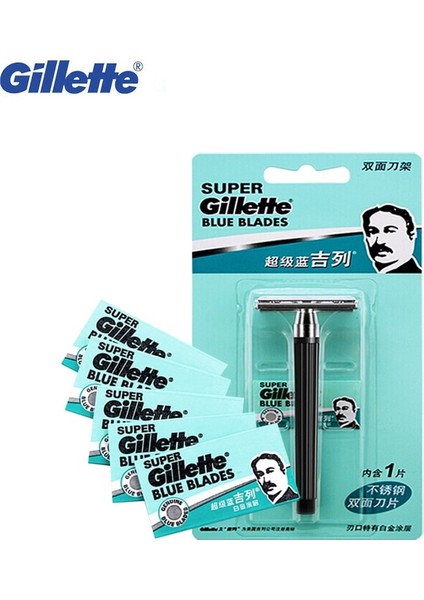 1holder 6blades Stili Gillette Süper Mavi Erkekler Için Tıraş Bıçağı Bıçak Tutucu+ Bıçaklar Resmi Otantik Güvenlik Tıraş Bıçağı Erkekler Için Yüz Bakımı Manuel Tıraş (Yurt Dışından)