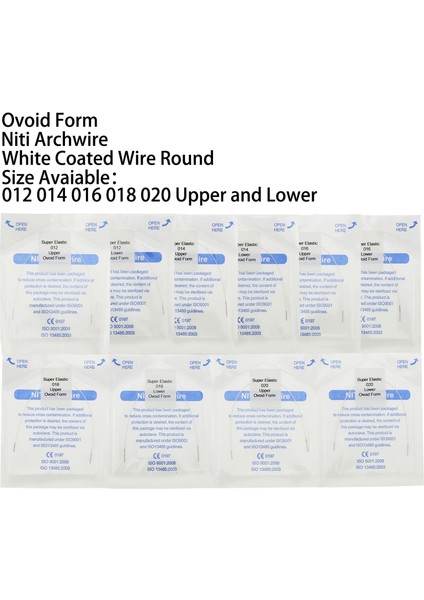 10PACKS-020 Alt Stil Evrensel Üst Elastik Niti Ovoid Form Beyaz Kaplamalı Ark Teli Boyutları Diş Ortodonti Için Üst Alt (Yurt Dışından) fiyatları