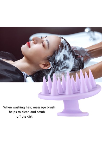 Mor Tarzı Silikon Duş Saç Yıkama Fırçası Şampuan Tarak Vücut Baş Derisi Masaj Aracı Duş Fırçası Banyo Spa Kepek Önleyici Şampuan Tarak (Yurt Dışından)