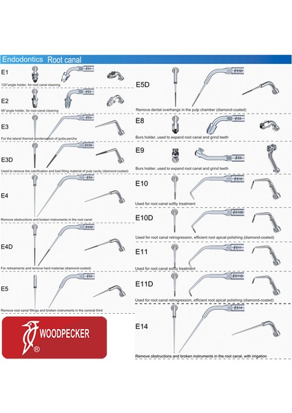 E5D-1PC Stili Ağaçkakan Dental Ultrasoaler Kanal Uçları Endodonti Ucu E1 E2 E3 E3D E4 E4D E5 E5D E8 E9 E10 E10D E11D E14 Uds Ems (Yurt Dışından)