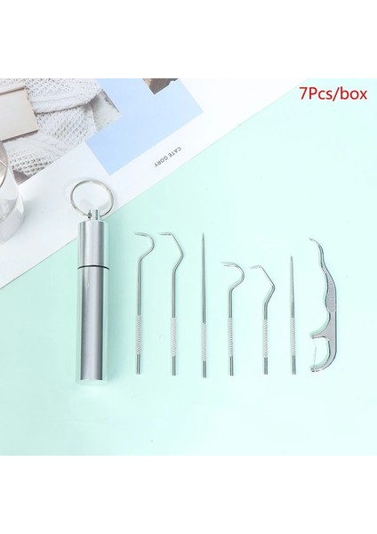 Gümüş Tarzı Yeniden Kullanılabilir Kürdan Seyahat Meyve Çatalı Kürdan Diş Temizleme Diş Ipi (Yurt Dışından)