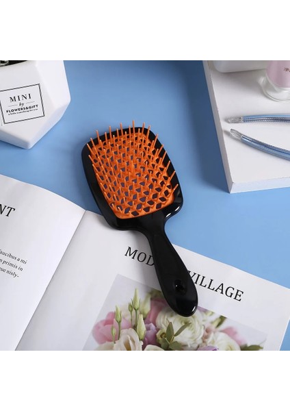 Beyaz Turuncu Tarzı Geniş Diş Hava Yastığı Tarakları Ev Salon Kuaförlük Şekillendirici Masaj Tarak Kadın Saç Derisi Masaj Tarak Saç Fırçası Oyma (Yurt Dışından) indirimleri