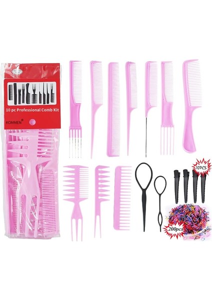 Kırmızı Set Stili Stilist Kuaförlük Tarak Seti Taşınabilir Anti-Statik Dolaşık Açıcı Tarak Berber Şekillendirici Aracı Saç Fırçası Kadın Erkek Set Taraklar (Yurt Dışından)