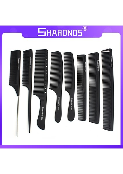 8 Adet Set Stili Berber Kuaförlük Ucu Tarak Anti-Statik Siyah Ucu Tarak Saç Kesimi Şekillendirici Tarak Kıvırcık Saç Ev Seçim Tarak (Yurt Dışından)