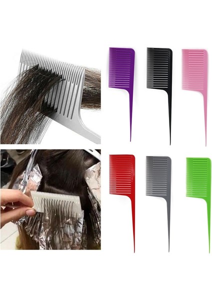 Gri Stil 8 Renk Saç Tarak Iğne Kuyruk Kuaförlük Aracı Abs Plastik Saç Boyası Fırçası Geniş Diş Saç Şekillendirici Anti-Statik Salon Kaynağı (Yurt Dışından) fiyatları