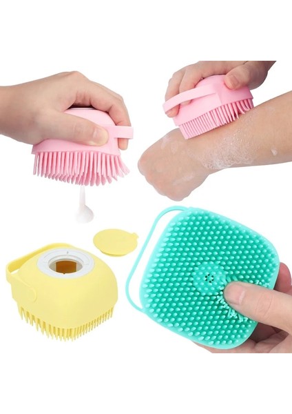 Pembe Stil Çocuk Silikon Banyo Fırçası Saç Yıkama Tarak Şampuan Fırçası Pet Banyo Masaj Tarak Şampuan Alanı ile Silikon Yıkama Fırçası (Yurt Dışından) modelleri