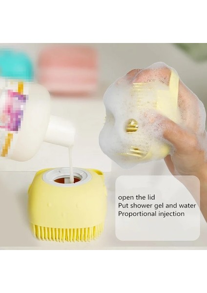 Pembe Stil Çocuk Silikon Banyo Fırçası Saç Yıkama Tarak Şampuan Fırçası Pet Banyo Masaj Tarak Şampuan Alanı ile Silikon Yıkama Fırçası (Yurt Dışından) fırsatları