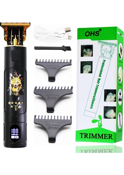 LCD Siyah Stil Elektrikli Tıraş Makinesi Erkek Tıraş Makinesi Saç Düzeltici Kuaför Saç Kesme Makinesi Akülü Saç Kesme Makinesi Sakal Düzeltici Tıraş Makinesi Kablosuz (Yurt Dışından)