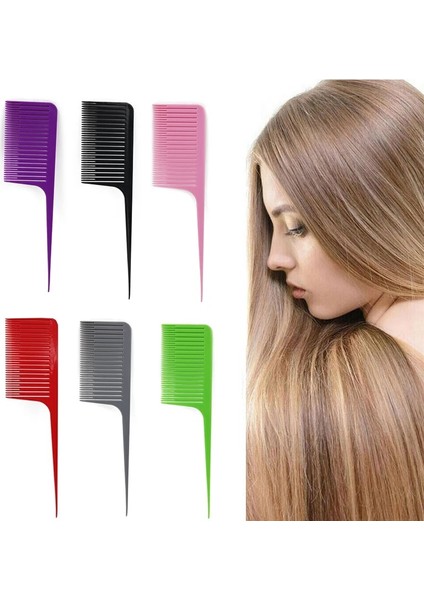 Gümüş Tarzı 8 Renk Saç Tarak Iğne Kuyruk Kuaförlük Aracı Abs Plastik Saç Boyası Fırçası Geniş Diş Saç Şekillendirici Anti-Statik Salon Kaynağı (Yurt Dışından) fırsatları