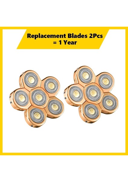 Altın-2 Adet Tarzı Yedek Erkekler Tıraş Makinesi Başlığı Elektrikli Tıraş Makinesi 6 Kesici Yedek Tıraş Bıçağı Akıllı Yüzer Ekstra Kafa Paslanmaz Çelik (Yurt Dışından)