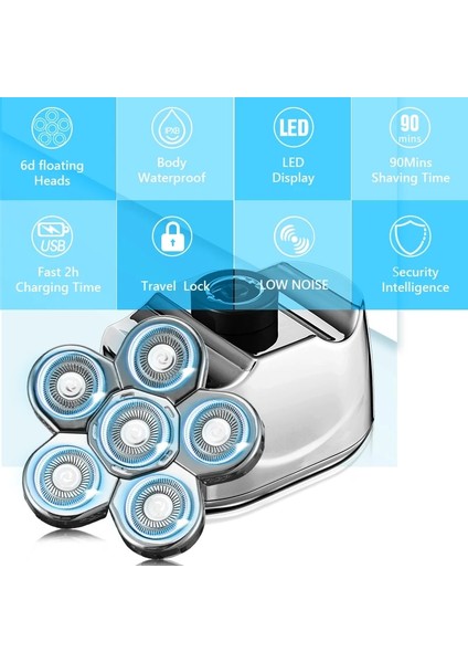 Altın-2 Adet Tarzı Yedek Erkekler Tıraş Makinesi Başlığı Elektrikli Tıraş Makinesi 6 Kesici Yedek Tıraş Bıçağı Akıllı Yüzer Ekstra Kafa Paslanmaz Çelik (Yurt Dışından) fiyatları