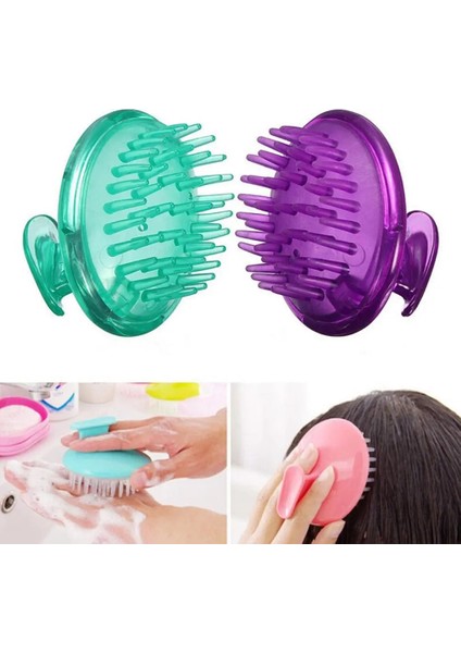 Gümüş Tarzı 1 Adet El Silikon Saç Derisi Şampuan Masaj Fırçası Yıkama Duş Saç Masajı Temiz Fırça Duş Saç Fırçası Tarak Fırça (Yurt Dışından)