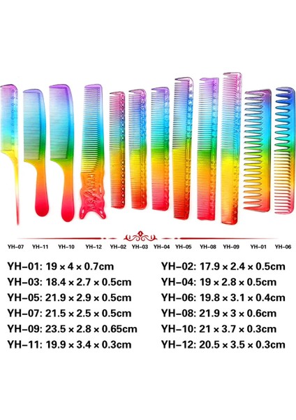 No.11 Stili Gökkuşağı Tarak Kuaför Salonu Ekipmanları Plastik Tarak Saç Kesme Şekillendirici Aracı Kişisel Sağlık Bakım Aksesuarları Malzemeleri (Yurt Dışından)