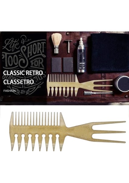 BK127 Stili 1 Adet Retro Yağ Kafa Çatal Geri Iki Tarak Kuaförlük Plastik Tarak Erkek Şekillendirici Düz Geniş Diş Berber G0417 (Yurt Dışından)