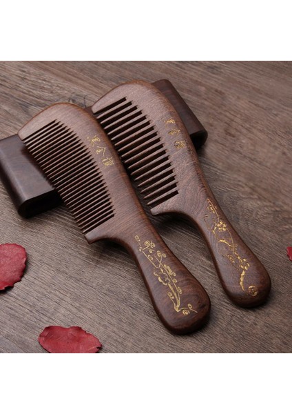 Geniş Diş Stili Qshave Sandal Ağacı Tarakları Masif Ahşap Oyma Tarakları Anti-Statik Sakal Tarağı El Sanatları Saç Şekillendirme Geniş ve Dar Diş (Yurt Dışından) fırsatları