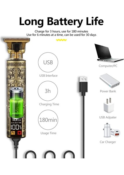 Ejderhalcd Stili T9 Saç Düzeltici Berber Saç Kesme Makinesi Saç Kesme Makinesi Sakal Düzeltici Tıraş Makinesi Kablosuz Elektrikli Jilet Erkek Tıraş Makinesi (Yurt Dışından) indirimleri