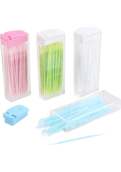 Ack Diş Ipi Çubuklar Kutulu Kürdan Taşınabilir Plastik Çift Başlı Diş Ipi Diş Çubuğu Diş Ağız Bakımı Kürdan (Yurt Dışından)