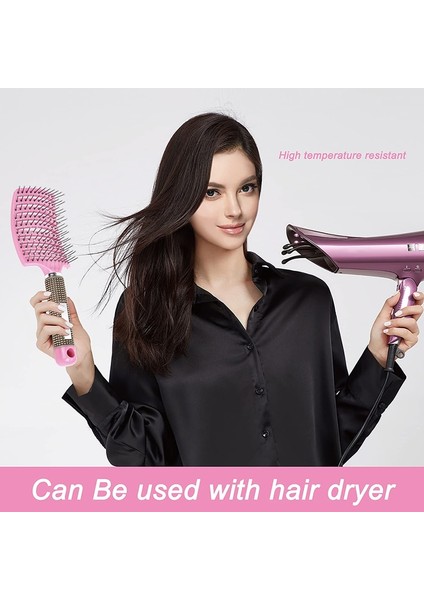 Pembe Kıl Stili Domuz Kılı Fırça Dolaşık Açıcı Fırça Saç Derisi Masajı Saç Aksesuarları Tarak Saç Kadın Tedavileri Escova Para Cabelo (Yurt Dışından) modelleri