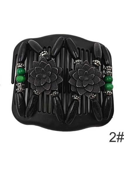 No.2 Tarzı Moda Profesyonel Ahşap Haircomb Bayanlar Sihirli Boncuk Esneklik Çift Klip Boncuk Dize Kelepçe Sıkı Saç Tarakları Aksesuarları (Yurt Dışından)