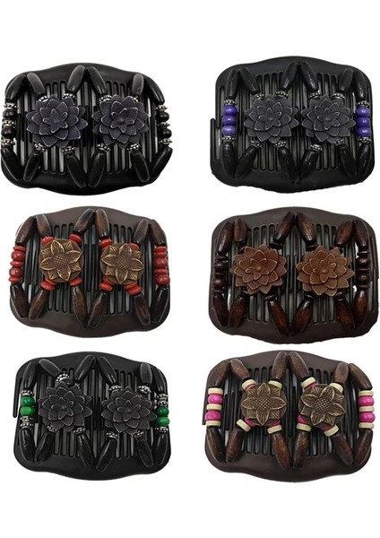 No.2 Tarzı Moda Profesyonel Ahşap Haircomb Bayanlar Sihirli Boncuk Esneklik Çift Klip Boncuk Dize Kelepçe Sıkı Saç Tarakları Aksesuarları (Yurt Dışından) fırsatları