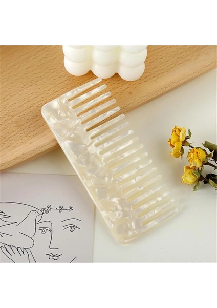 Stil Bir Stil Mini Asetat Saç Tarakları Geniş Diş Saç Tarak Kıvırcık Saçlar Için Doğal Dolaşık Açıcı Tarak Kadınlar Için Anti-Statik Tarak Şekillendirici Aracı Kız (Yurt Dışından) fiyatları