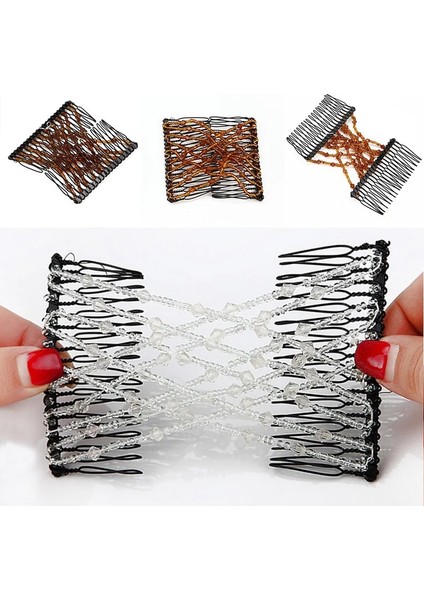 Kahverengi Tarzı 1 Adet Kadın Elastik Sihirli Dıy Toll Vintage Moda Kafa Saç Makinesi Bun Saç Combs Metal Tokalar Kadınlar Için Saç Aksesuarları (Yurt Dışından)