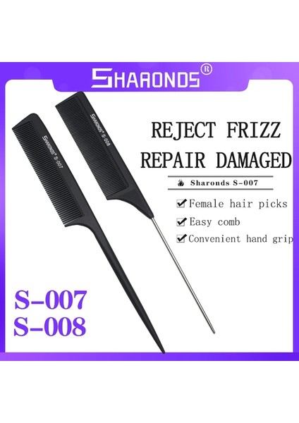 2 Adet Tarzı Berber Kuaförlük Ucu Tarak Anti-Statik Siyah Ucu Tarak Saç Kesimi Şekillendirici Tarak Kıvırcık Saç Ev Seçim Tarak (Yurt Dışından)