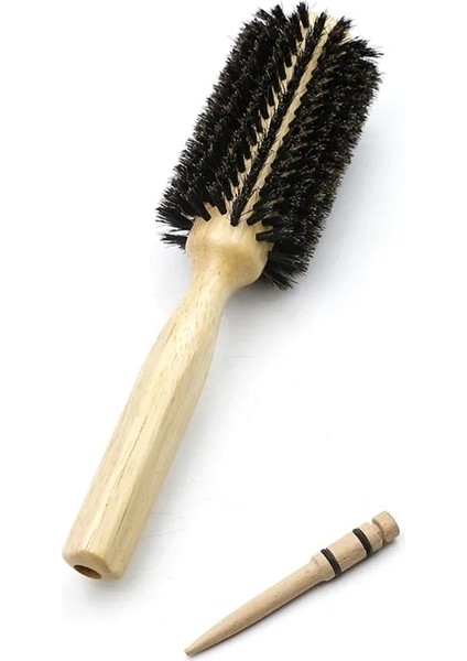 No.30 Tarzı Berber Salon Domuzu Kılları Saç Yuvarlak Fırça Profesyonel Kuaförlük Tarak Berber Saç Fırçası Saç Şekillendirici Tarak Ahşap Yuvarlak Fırça (Yurt Dışından)