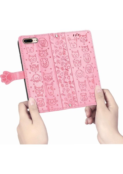 Iphone 8 Için Kılıf/7 Artı Karikatür Hayvanlar Kapak Çevirin Kısa Kayış Deri (Yurt Dışından)