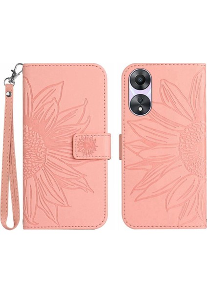 Oppo Için Kılıf A38 4G/A18 Kısa Kayış Flip Cüzdan Telefon Kılıfı Lüks Pu ile (Yurt Dışından)