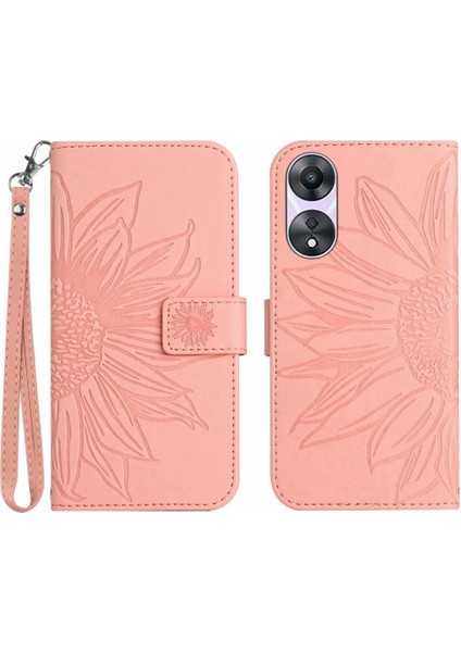 Oppo A1 Pro 5g Için Kılıf Kısa Kayış Kart Yuvaları ile Kabartmalı Ayçiçeği Pu (Yurt Dışından)