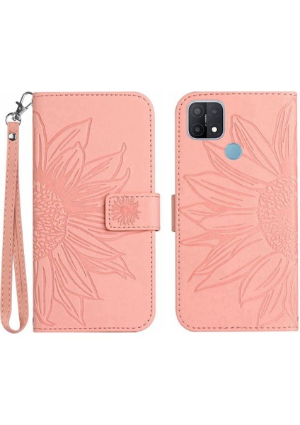 Oppo A15 Için KILIF/A15S Kart Yuvaları ile Kısa Kayış Tutucu Flip Cüzdan Kılıf (Yurt Dışından)