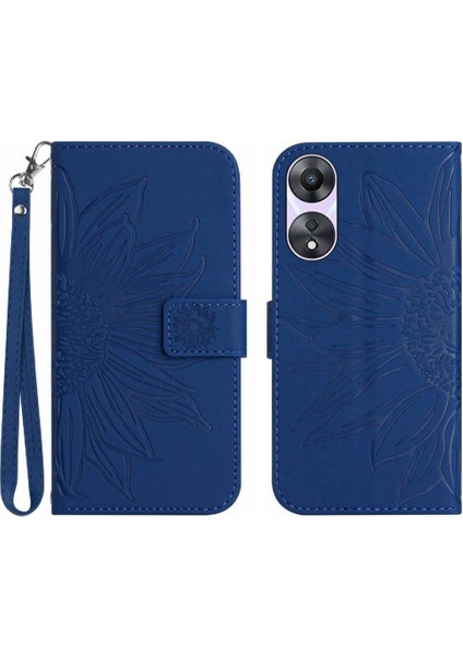 Oppo Için Kılıf A38 4G/A18 Kısa Kayış Flip Cüzdan Telefon Kılıfı Lüks Pu ile (Yurt Dışından)