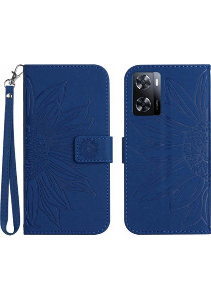 Oppo A57 4G/A77 Flip Cüzdan Telefon Kılıfı Için Pu ile Kabartmalı Ayçiçeği (Yurt Dışından)