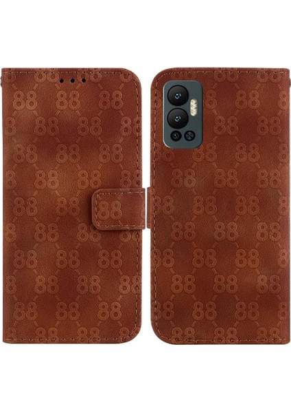 Infinix Sıcak 12 Kickstand Pu Deri Çift 8 Kabartmalı Kapak Için Telefon Kılıfı (Yurt Dışından)