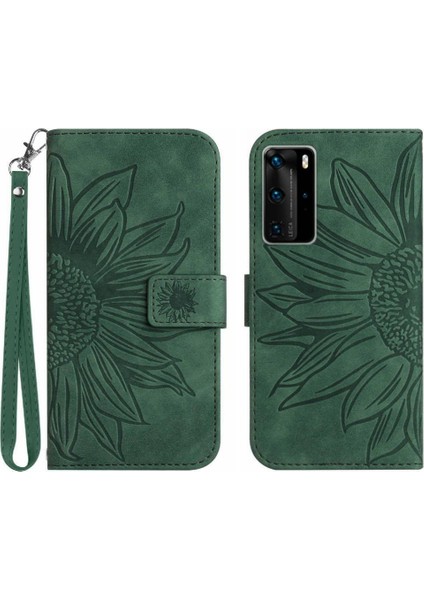 Huawei P40 Pro Lüks Pu Deri Kart Yuvaları Tutucu ile Kabartmalı (Yurt Dışından)
