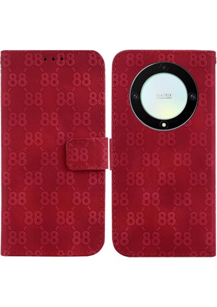 Honor X9A Kickstand Cüzdan Kapak Için Telefon Kılıfı Pu Deri Çift 8 Kart (Yurt Dışından)