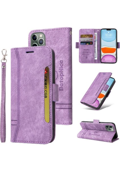 Iphone 11 Için Kılıf Pro Kart Yuvaları Cüzdan Kapak Çevirin Tpu Deri Manyetik (Yurt Dışından)