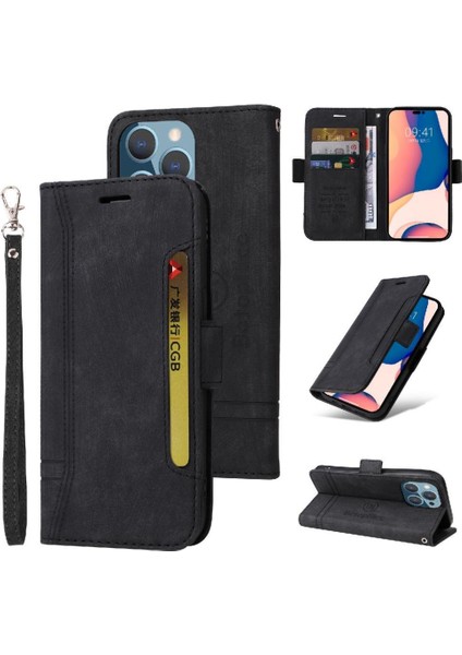 Iphone 15 Için Kılıf Pro Max Cüzdan Kapak Çevirin Kart Yuvaları Tpu Deri (Yurt Dışından)